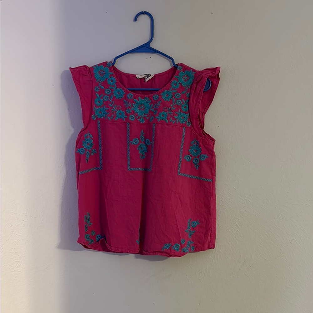 Pink Embroidered Women's Top